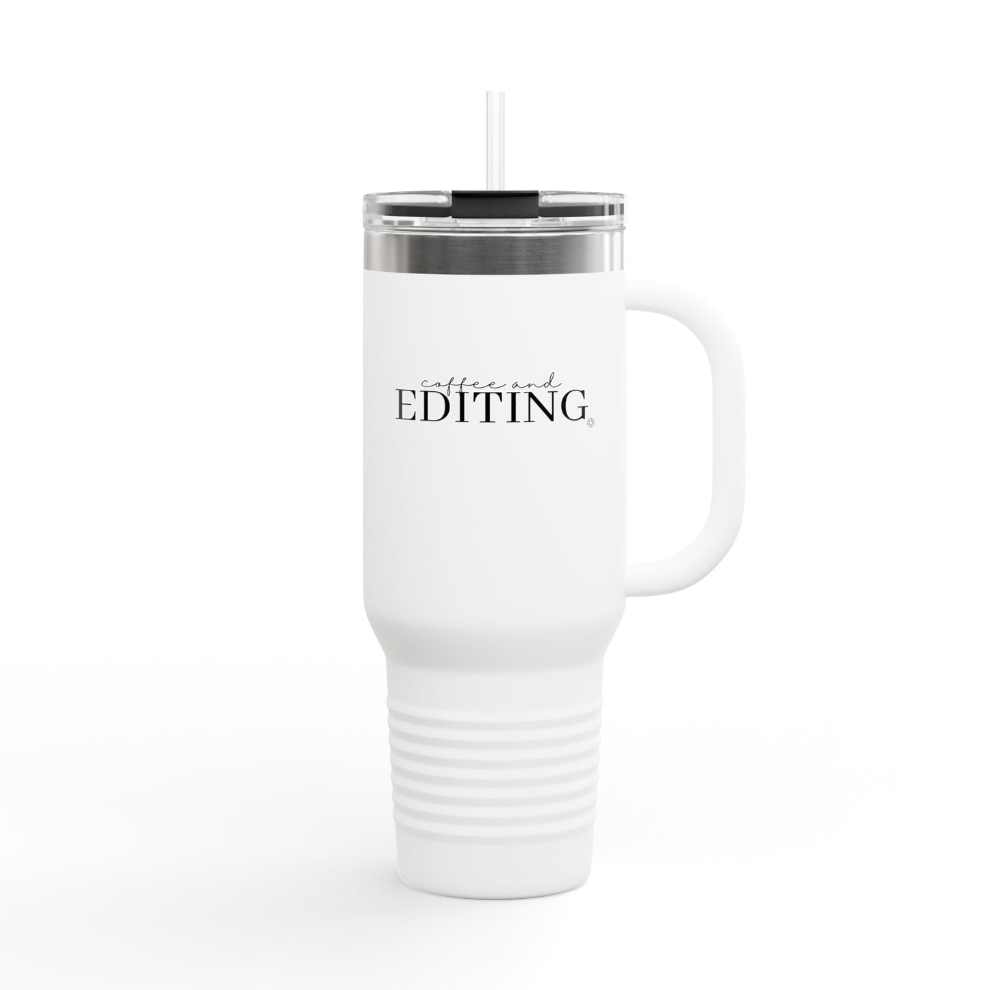 "Coffee & Editing" Stainless Steel Tumbler with Straw 40oz