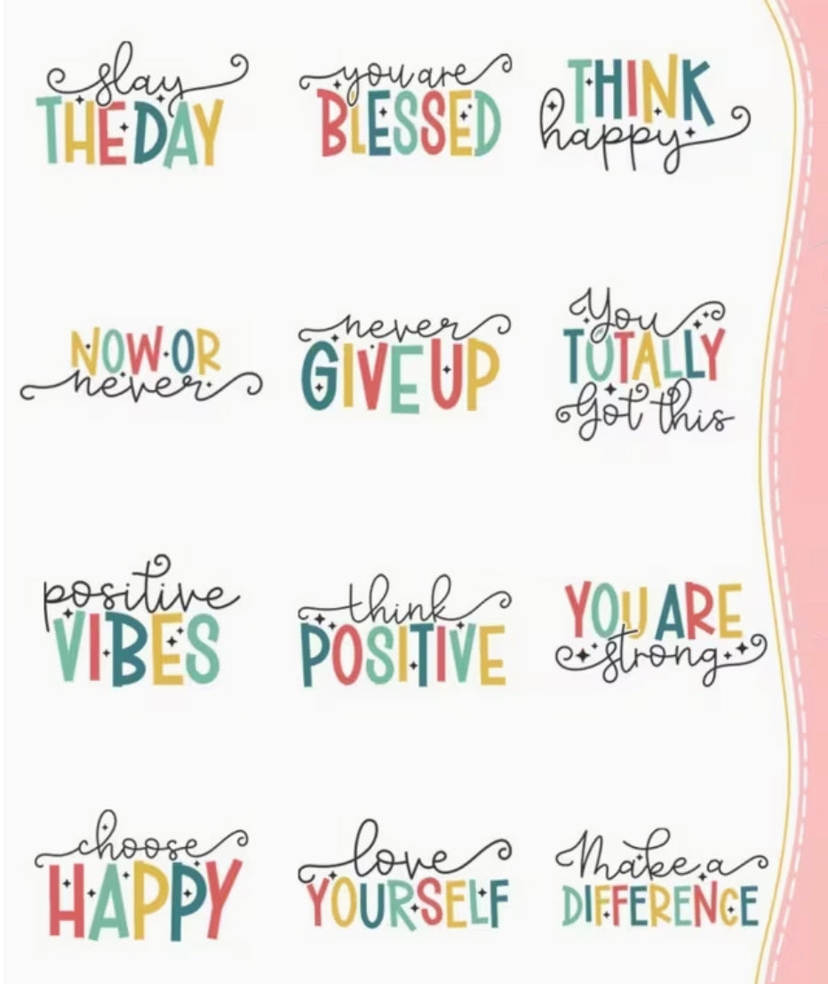 Positive Quotes, UV DTF Transfer