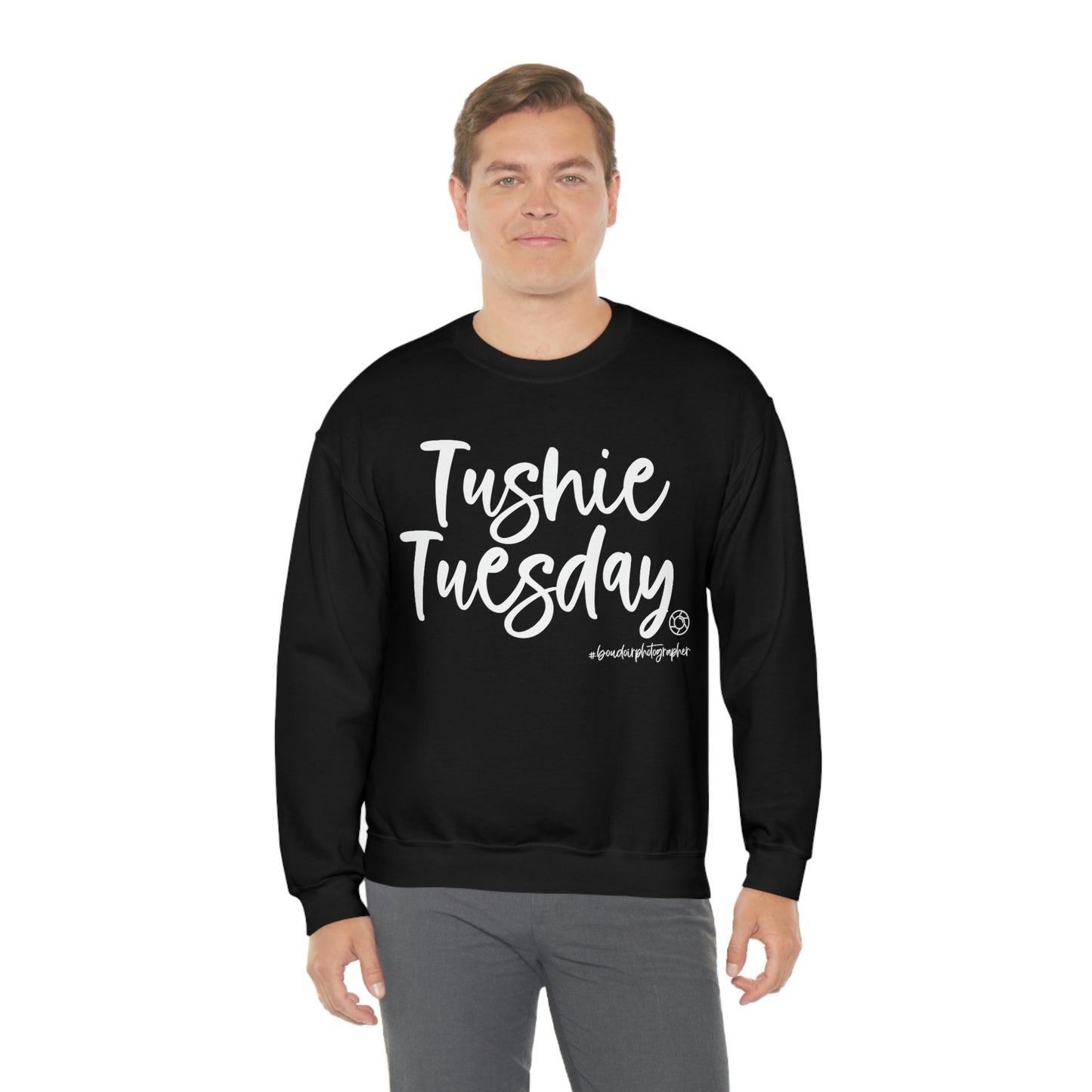 Tushie Tuesday Boudoir (Wht) - Heavy Blend™ Crewneck Sweatshirt