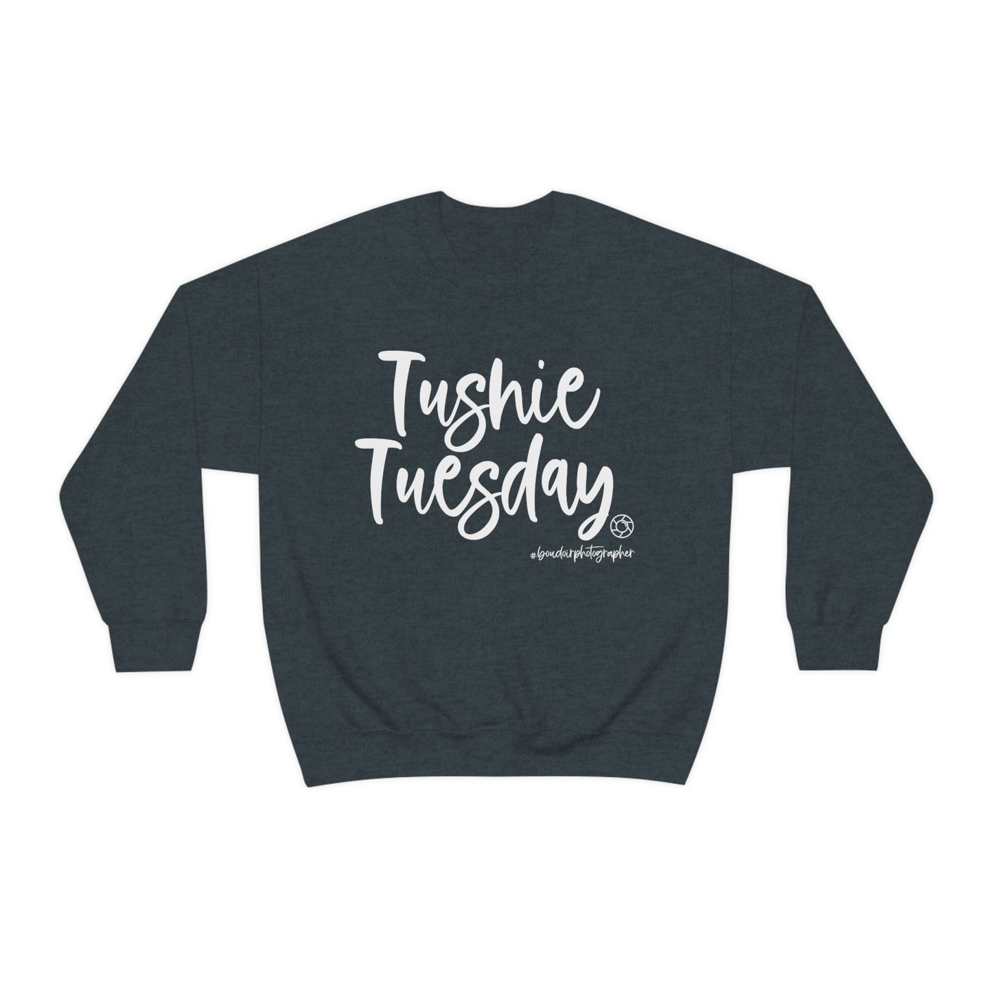 Tushie Tuesday Boudoir (Wht) - Heavy Blend™ Crewneck Sweatshirt