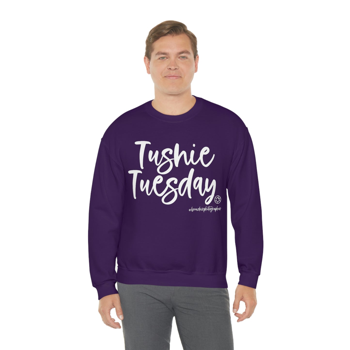 Tushie Tuesday Boudoir (Wht) - Heavy Blend™ Crewneck Sweatshirt