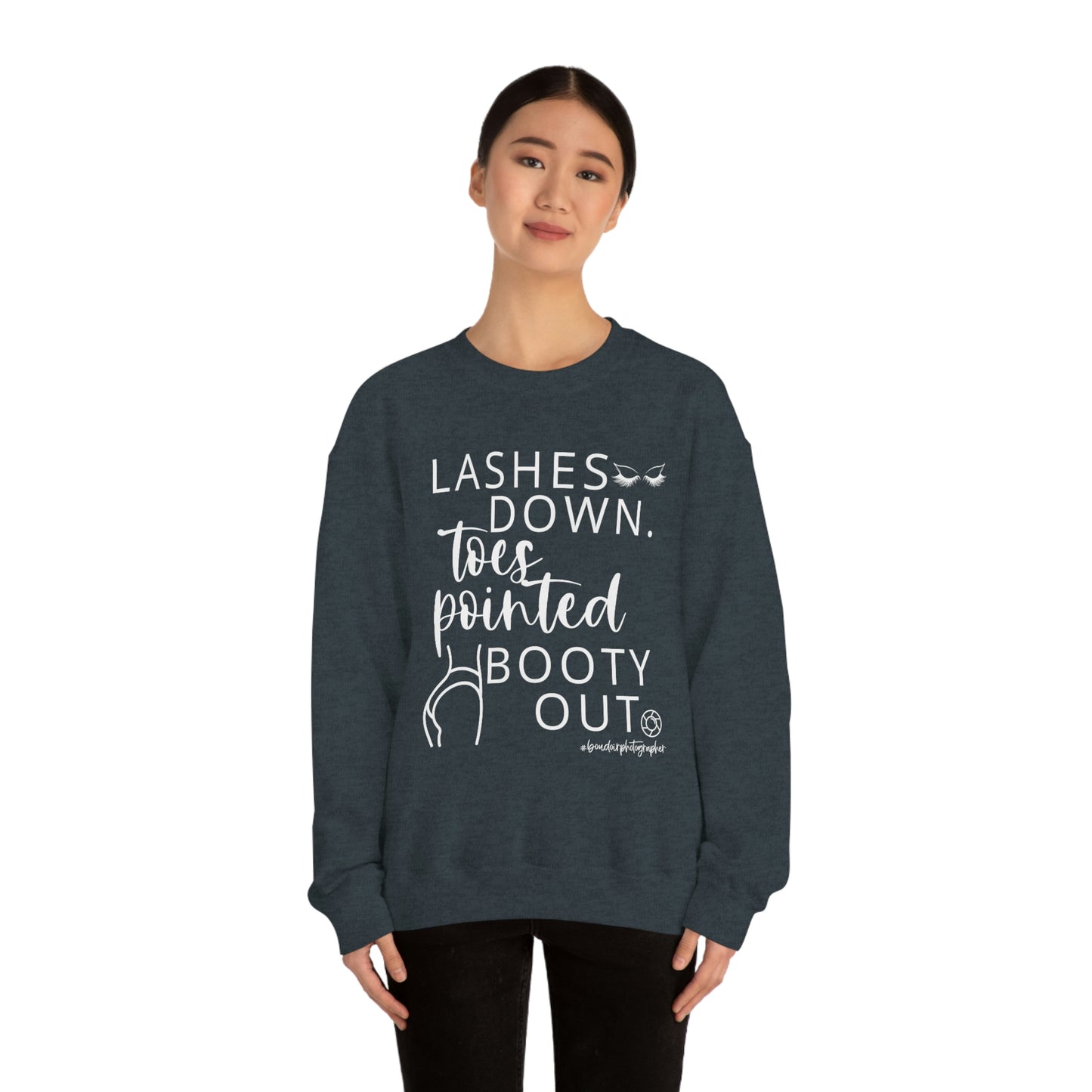 Lashes Toes Booty Boudoir (Wht) - Heavy Blend™ Crewneck Sweatshirt
