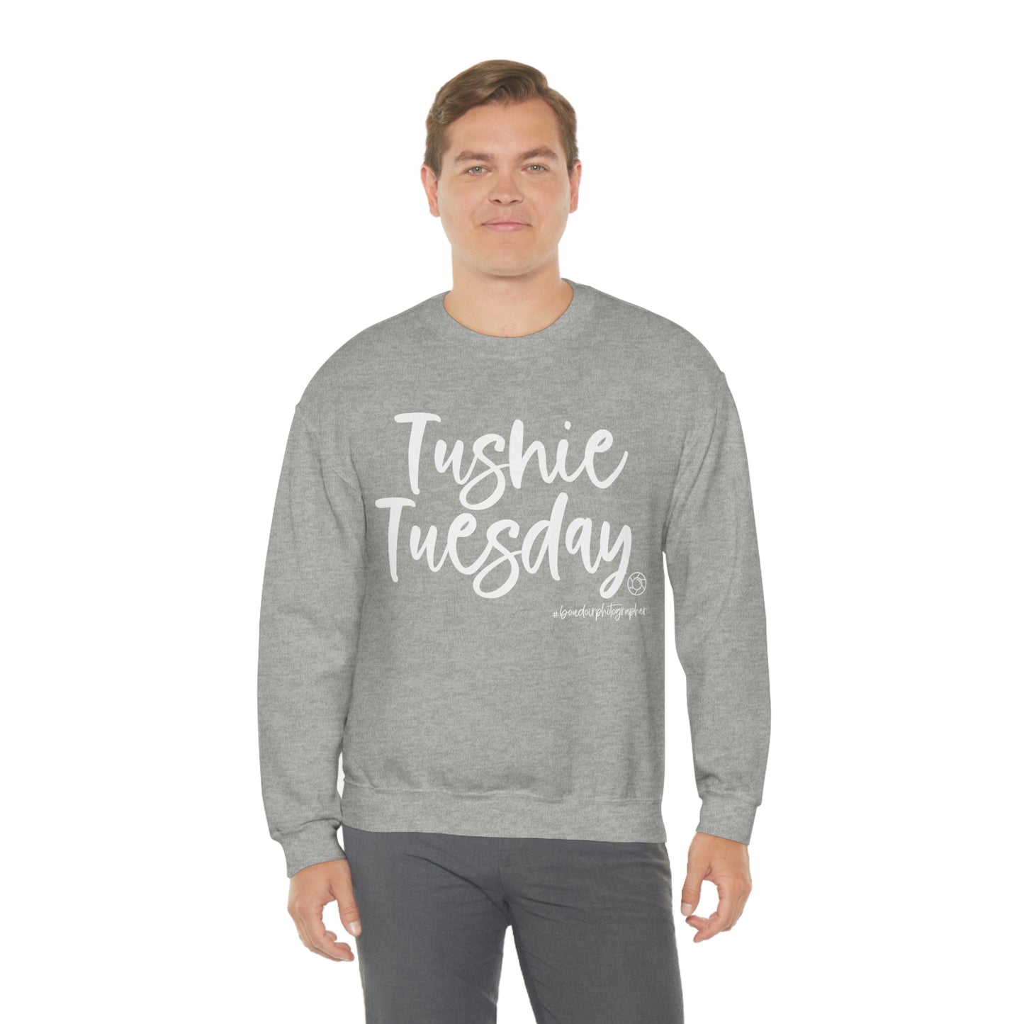 Tushie Tuesday Boudoir (Wht) - Heavy Blend™ Crewneck Sweatshirt