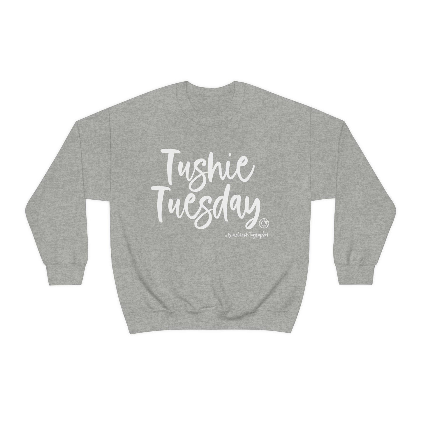 Tushie Tuesday Boudoir (Wht) - Heavy Blend™ Crewneck Sweatshirt