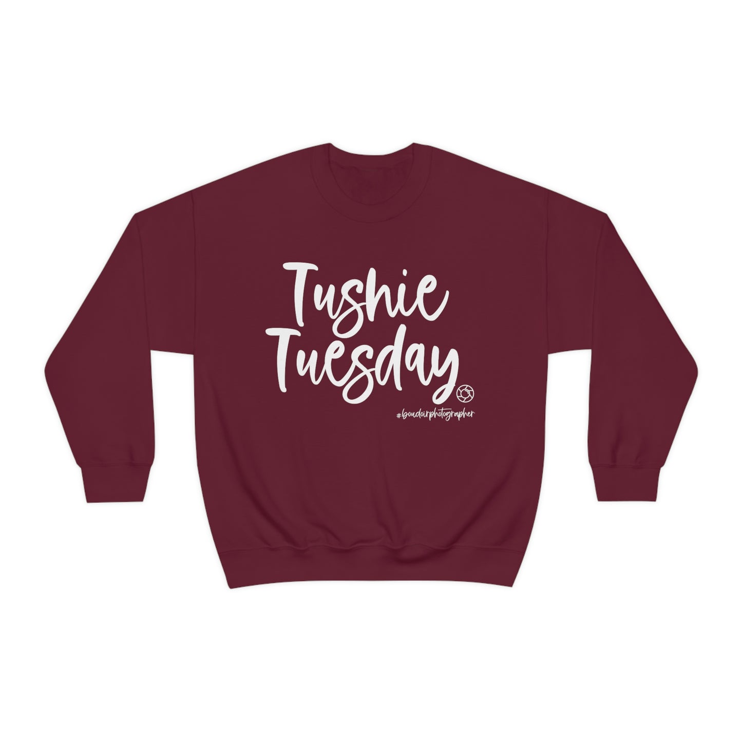 Tushie Tuesday Boudoir (Wht) - Heavy Blend™ Crewneck Sweatshirt